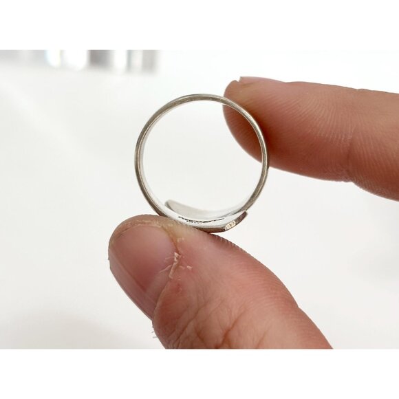 Teal Guilloche Wrap Siam Thai Nielloware 925 Sterling Silver Vintage Ring - sz 7 - Picture 11 of 15